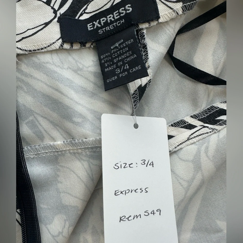 Y2K Vintage Express Black White Hawaiian Tropical Tube Strapless Dress - Picture 13 of 13